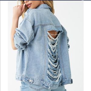 Distressed oversized boyfriend jean jacket